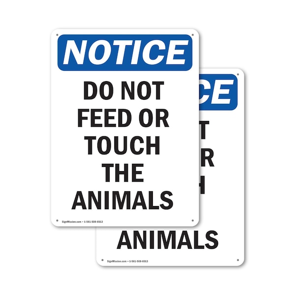Signmission Do Not Feed Or Touch The Animals, 10 in W x Rectangle, Plastic OS-2PACK-NS-P-1014-V-11274 - main